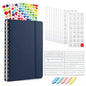 Dot Grid Journal Starter Kit, A5 Spiral Notebook with Stencil Ruler, Date & Color Stickers, Hardcover, 120gsm Thick Paper, Subtle Blue Dotted Pages for Planning, Study & Work - Blue - color: Blue