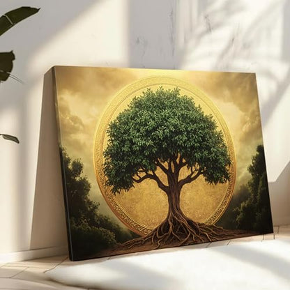 Golden Tree of Life Canvas Wall Art - Zen Decor, Tree of Life Painting, Spiritual Motivational Poster, Modern Zen Wall Decor for Home Office Bedroom Living Room Prayer Room (30L"x20W" | 76x51cm) - size: 30L"x20W"