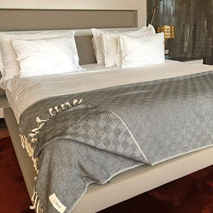Bersuse 100% Cotton Milas XL Throw Blanket for Couch - 100% Cotton Lightweight Durable Throw Blanket, Big Blanket for Sensitive Skin, Decorative and Versatile - 60x90 Inches, Grey