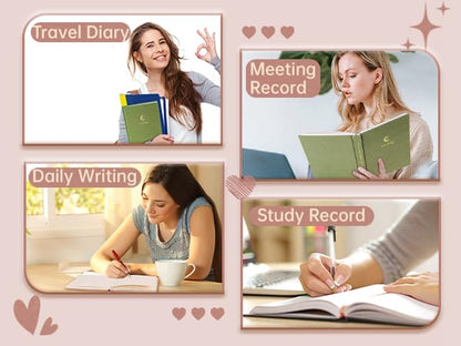 CAGIE Lined Journal Notebook for Women Men, A5 Hardcover Linen Journals for Writing 256 Pages, Aesthetic Womens Diary, Gifts 8.3'' x 5.7'' Light Olive - color: Light Olive