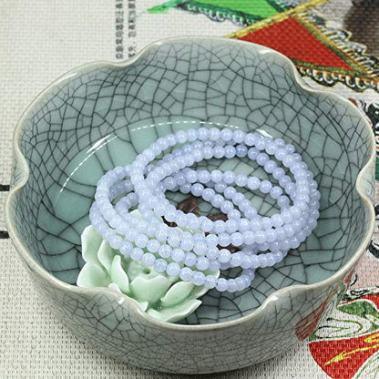 Keleny 4mm Natural Round Beads Gemstones Rock Crystal Stretch Bracelet 7 Inch Unisex - color: A Grade Blue Lace Agate