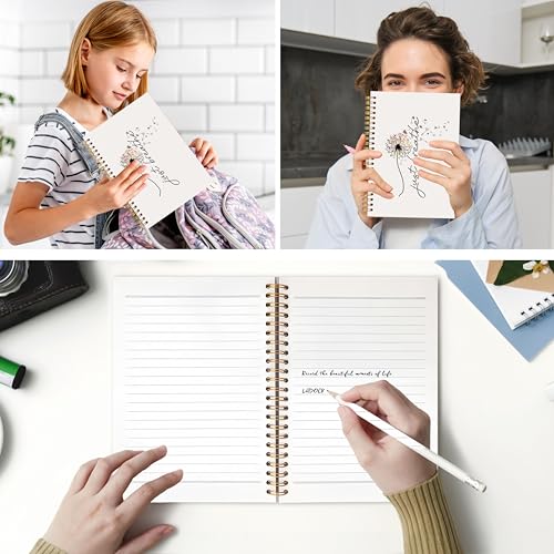 Just Breathe Dandelion Spiral Notebook, Mental Health Journal for Women, Anti Anxiety Relief Gifts Notebook, Inspirational Positive Dandelion Floral Journal, 5.5x8.3