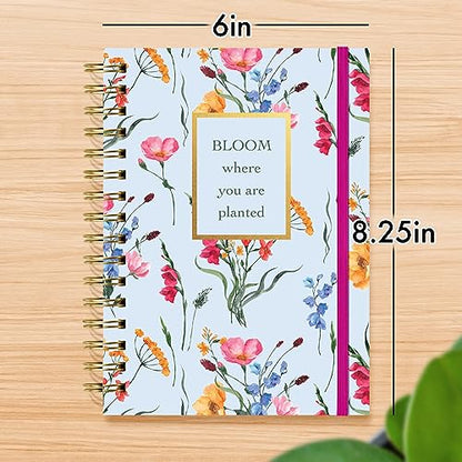Designer Greetings, Designer Papers Flex Cover Journal with Elastic Band, Bloom Isolated Florals Design - 320 Pages (6” x 8.25”) - Back-to-School Supplies, Creative Writing, Personal Notes - style: "Bloom" Isolated Florals