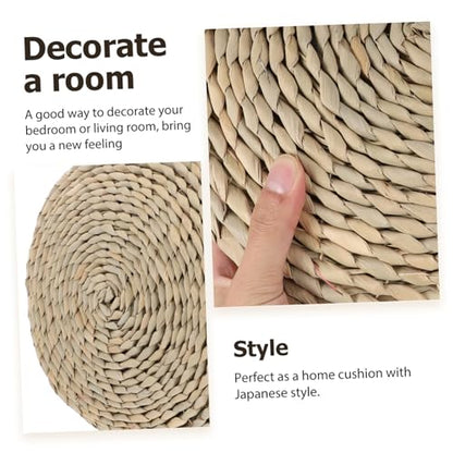 Zerodeko Cotton Filled Meditation Cushion Handmade Straw Woven Yoga Seat Pad Decorative Mat
