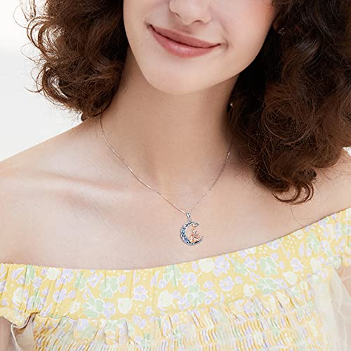 Sterling Silver Cute Animal Pendant Necklace Fox/Snake/Unicorn/Owl on Moon/Rabbit/Horse Necklace Jewelry for Women Mom Sister - style: 2 Fox