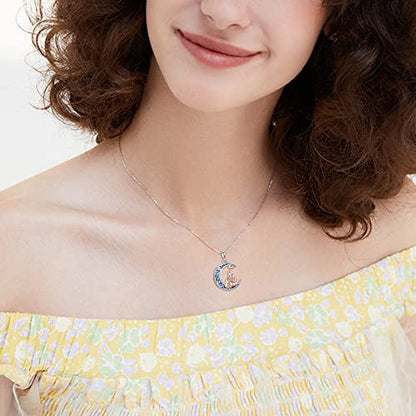 Sterling Silver Cute Animal Pendant Necklace Fox/Snake/Unicorn/Owl on Moon/Rabbit/Horse Necklace Jewelry for Women Mom Sister - style: 2 Fox