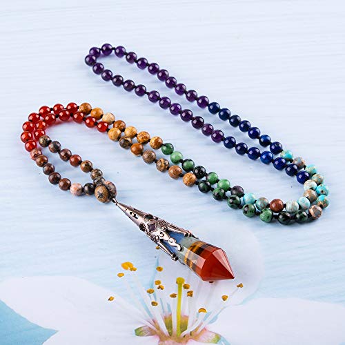 Bivei 108 Mala Beads Bracelet Real Gemstone Yoga Pendants Meditation Hand Knotted Mala Prayer Necklace
