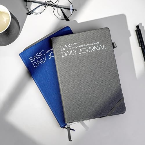 CAGIE Lined Journal Notebook for Work 256 Pages Hardcover Journals for Writing with Pen Loop A5 Daily Journaling Notebooks with Pocket, 5.7" x 8.3", Grey - color: 01 grey