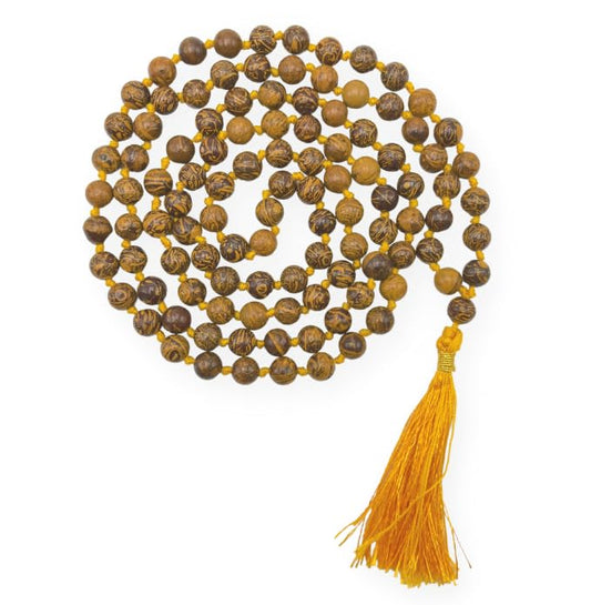 GEMSCITE Japa Mala 108 Prayer Beads Perfect for Meditation Spiritual Mala Necklace & Wrist Mala Bracelet - color: Mariyam Jasper (Calligraphy), size: Hand Knotted