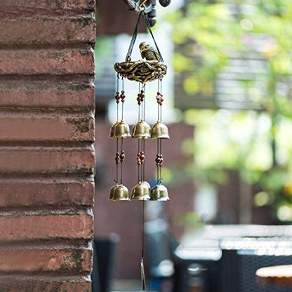 Bird Nest Wind Chime, Bird Bells Chimes with 12 Wind Bells for Glory Mother’s Love Gift, Garden Backyard Church Hanging Decor, Bronze