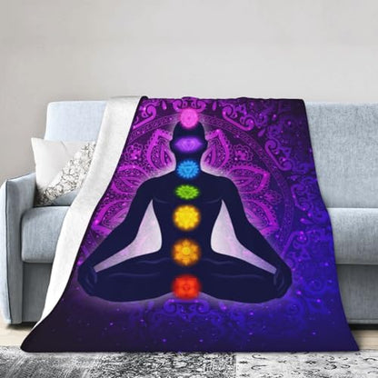 Seven Chakra Yoga Meditation Lotus Purple Mandala Blanket Throw Blanket Ultra-Soft Cozy Micro Fleece Blanket for Sofa, Bed & Travel Use-All Seasons Suitable 60"X50" Inch - color: 3, size: 60"x50"