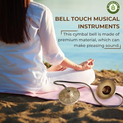 Tibetan Tingsha Bells Cymbals Meditation Chime Bells, 6.3 cm Percussion Instrument, with Cloth Bag, Embossed 8 Lucky Symbols, Ideal for Yoga, Mindfulness, Spiritual Healing, and Sound Therapy - color: 8 Lucky Symbols