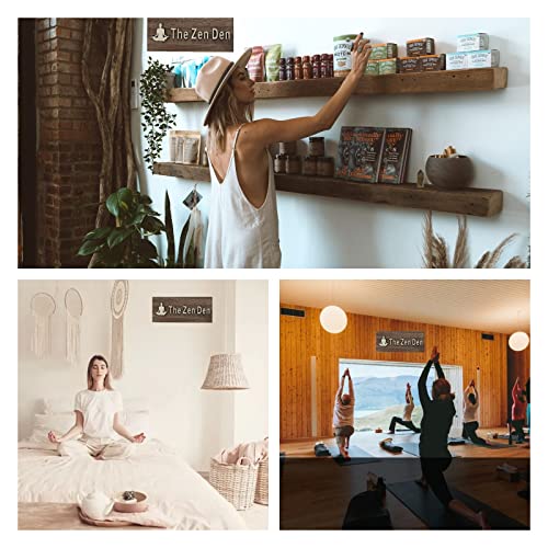 The Zen Den signs Room Decor Meditation in Progress Wall Hanging Sign,Inspirational Wooden Door Plaque for Yoga Studio Bedroom Decoration (Brown)