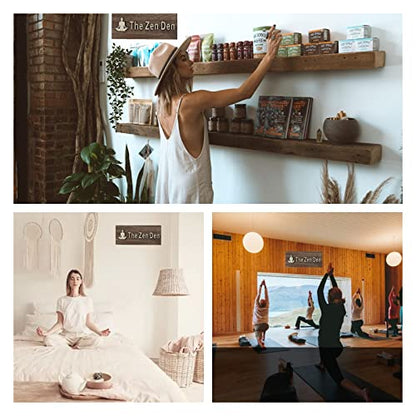 The Zen Den signs Room Decor Meditation in Progress Wall Hanging Sign,Inspirational Wooden Door Plaque for Yoga Studio Bedroom Decoration (Brown)