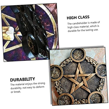 1pc Pentacle Star Candleholder Decorative Altar Prop for Rituals Wiccan Ceremonies Energy Gathering Mystical Design Bright Copper Finish