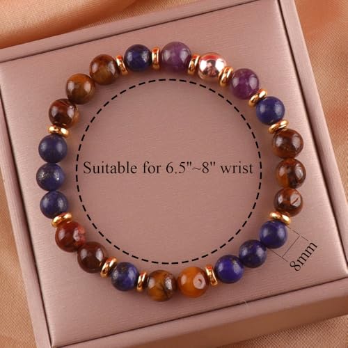 KSQS Healing Stone Bead Bracelet for Women, Natural Gemstones Balance Protection Bracelet, Spiritual Crystal Beads Bracelet Anxiety Relief with Meaning Card - style: Anxiety