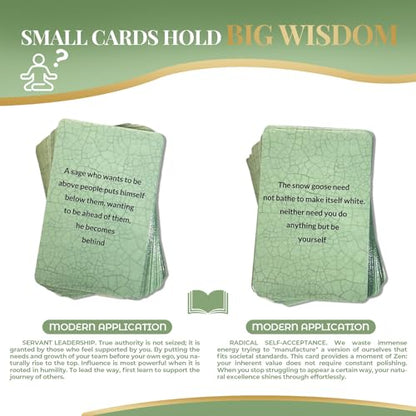 50 Ancient Wisdom Inspiration Cards - Daily Affirmation Deck for Mindful Strategy & Leadership - Premium Glossy Insight Cards for Personal Growth, Success & Inner Peace (Jade) - color: Jade