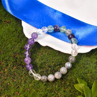 Strong Healing Crystal Bracelet 8MM Genuine Stone Bracelet Lucky Beaded Bracelet Chakra Bracelet 6.5 inch Positive Energy Inspirational Gifts for Women Mom - style: Healing Prayers