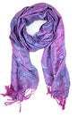 Plum Feathers Tapestry Ethnic Paisley Pattern Pashmina Shawl Scarf, Womens Pashmina Shawl Wrap with Fringes - color: Purple Tapestry