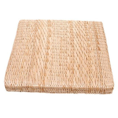 VICASKY Japanese Style Floor Cushion, Square 40x40cm Straw Woven Meditation Mat, 6cm Thick Braided Sitting Pad for Yoga, Zen, and Buddhist Practice