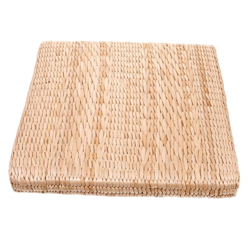 VICASKY Japanese Style Floor Cushion, Square 40x40cm Straw Woven Meditation Mat, 6cm Thick Braided Sitting Pad for Yoga, Zen, and Buddhist Practice