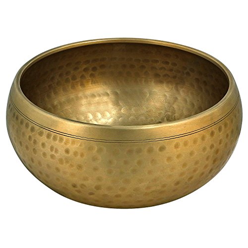 Devyom Hammered Golden Brass Metal Tibetan Buddhist Singing Bowl Musical Instrument for Meditation (4.5 inch, Hammered Golden)