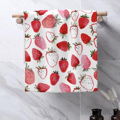 Beautiful Strawberry Towels for Bath & Kitchen - Soft, Absorbent Set of 2 - 14 x 28 in - color: Beautiful Strawberries