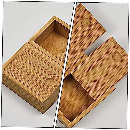 FOMIYES Bamboo Pull-out Lid Storage Box Decorative Jewelry Organizer Desktop Storage Solution for Home and Office Natural Finish Practical Design