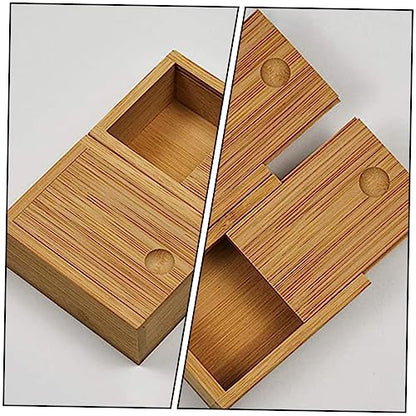 FOMIYES Bamboo Pull-out Lid Storage Box Decorative Jewelry Organizer Desktop Storage Solution for Home and Office Natural Finish Practical Design