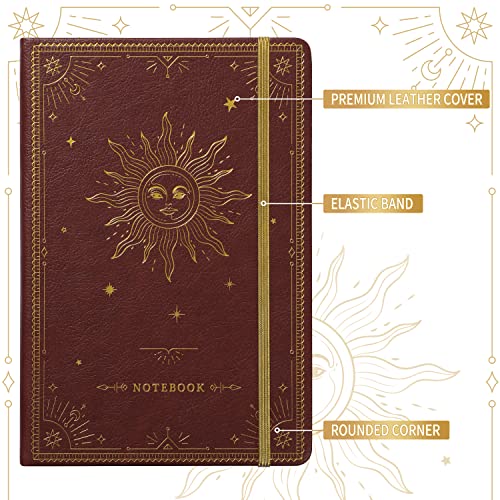 Artfan Ruled Notebook/Journal – Premium Thick Paper Faux Leather Classic Writing Notebook with Pocket + Page Dividers Gifts, Banded, Large, 144 Pages, Hard Cover, Lined (5.8 x 8.4) - Burgundy - color: RED