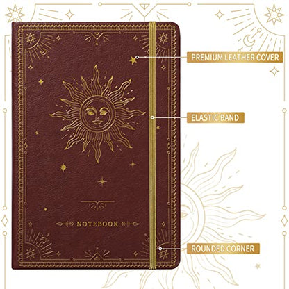 Artfan Ruled Notebook/Journal – Premium Thick Paper Faux Leather Classic Writing Notebook with Pocket + Page Dividers Gifts, Banded, Large, 144 Pages, Hard Cover, Lined (5.8 x 8.4) - Burgundy - color: RED
