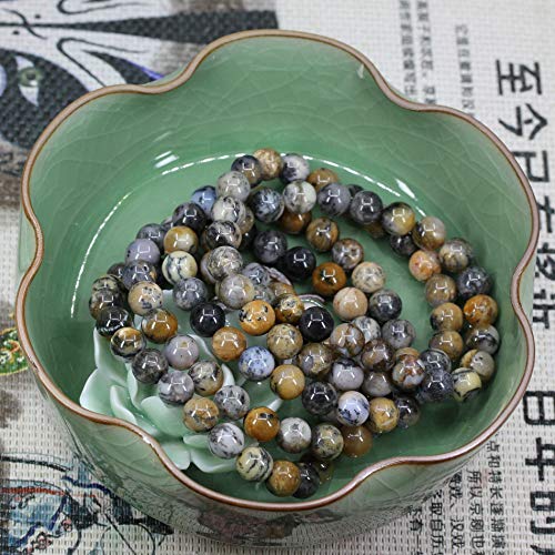 Keleny Gem Semi Precious Gemstones 8mm Natural Quartzite Stone Round Beads Crystal Stretch Bracelet 7 Inch Unisex - color: Multicolor Aquatic Opal Jasper
