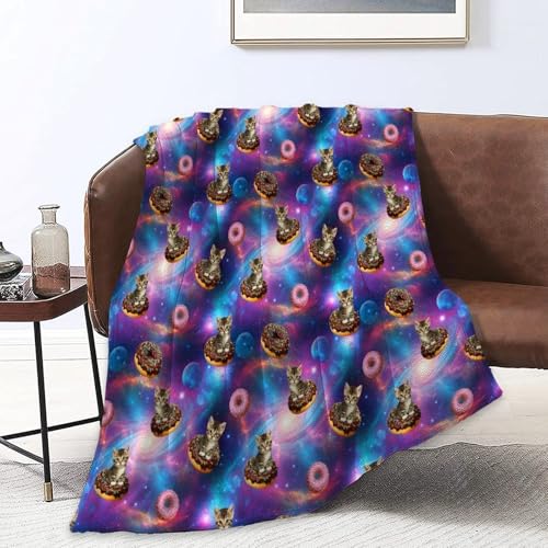 Kids Adults Soft Cozy Blanket, Galaxy Doughnut Donut Cat Keep Warm Throw Wrap Oversized Wearable Blanket, School Blanket - color: Pattern 10, size: 60x80inch-adults