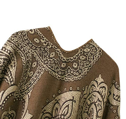 Urban CoCo Women's Color Block Shawl Wrap Open Front Poncho Cape - color: Series 23-camel