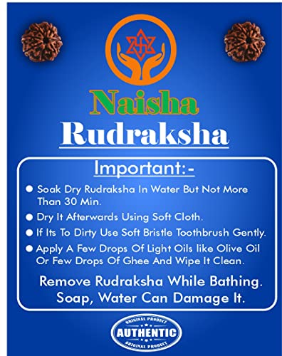 NAISHA Rudraksha Stretchable Bracelet & Rudraksha Mala 108+1 Beads Necklace 5 mukhi Paanch mukhi 5 face, Prayer Beads, Wrist Mala Wrap, Jaap Mala, Bracelet Bead Size 7 mm (Pack of 2)