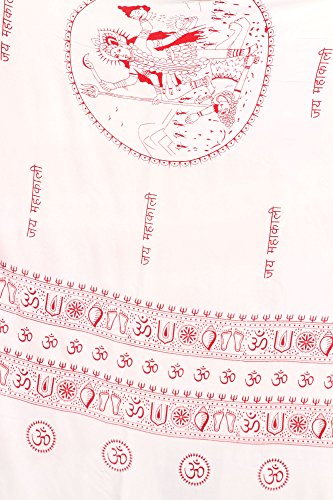 Exotic India Jai Maha Kali Prayer Shawl – Warm & Stylish PolyCotton Religious Cloth for Women - 7.0 ft x 3.6 ft - White