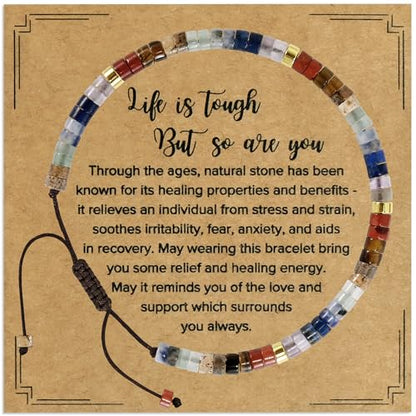 VIBILIA Get Well Gifts for Women, Inspirational Gifts Natural Stone Healing Bracelet, Thinking of You Encouragement Strength Bracelets for Women on Birthday Valentine's Day Easter Mother's Day - color: I. Chakra