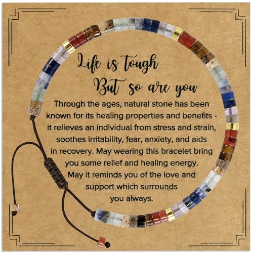 VIBILIA Get Well Gifts for Women, Inspirational Gifts Natural Stone Healing Bracelet, Thinking of You Encouragement Strength Bracelets for Women on Birthday Valentine's Day Easter Mother's Day - color: I. Chakra