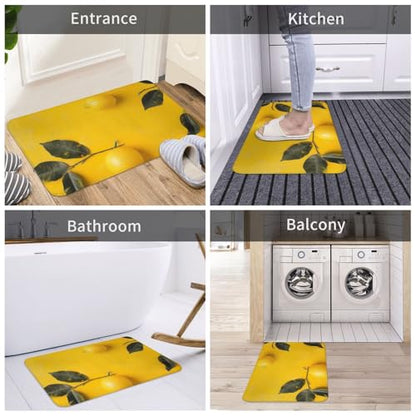 Yellow Lemon 1 Printed Flannel Non - Slip Floor Mat 16x24in - Soft Plush Microfiber Rug for Every Indoor Space - color: Yellow Lemon 1