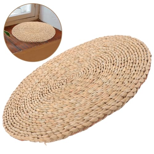 Woven Meditation Floor Cushion 40x40cm Handmade Zabuton Seat Pad Natural Straw Mat for Yoga, Zen Sitting, Bedroom, and Home Decor