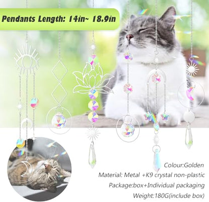 ilclviz Suncatcher Crystal Hanging Sun Catcher Prism with Chain Pendant Ornament Crystal Balls for Window 6 Pieces - color: Silver B