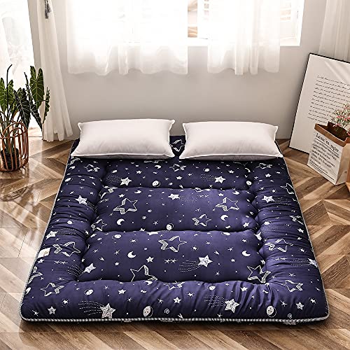 MAXYOYO Navy Star Futon Mattress Japanese Floor Mattress Tatami Floor Mat Foldable Cushion Portable Camping Mattress Kids Sleeping Pad Floor Lounger Couch Twin Size - color: Vivid-star, size: Twin