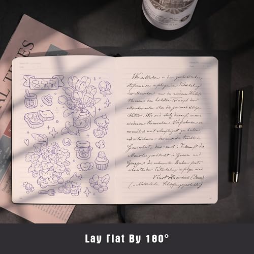 TIEFOSSI Lined Journal Notebook for Women Men, Leather Journal with Pen, A5 Evil Eye Hardcover Notebook for Work, Journaling, Travel & School, 100 GSM Thick Paper, 320 Numbered Pages, 6.2 x 8.3 in - color: Black