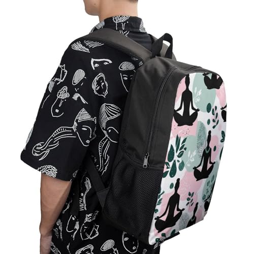 Meditation Yoga Nature 17 Inch Travel Backpack Casual Daypacks Computer Shoulder Bag for Work Shopping