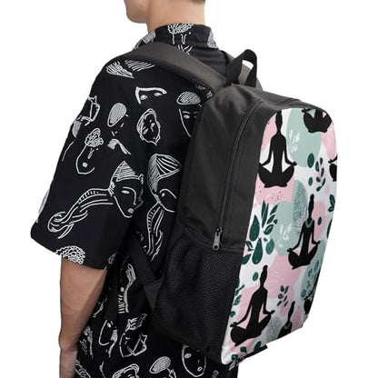 Meditation Yoga Nature 17 Inch Travel Backpack Casual Daypacks Computer Shoulder Bag for Work Shopping