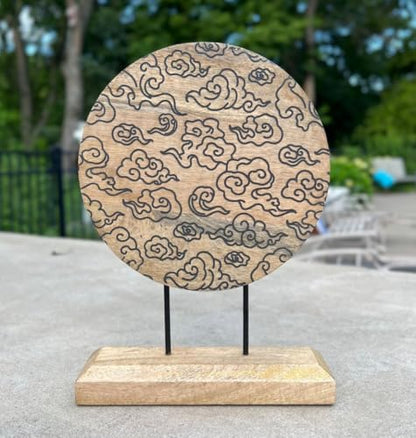 DharmaObjects Rustic Natural Wooden Tabletop Decoration Lotus Flower - Asian Theme Handcrafted Elegance for Your Home Decor (Black)