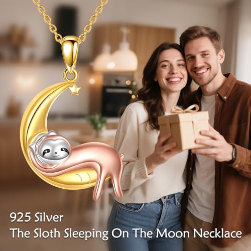 Animal Necklace 925 Sterling Silver Pendant Jewelry Gift for Women Animal Lover - style: Sloth