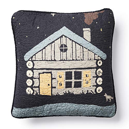 Donna Sharp Moonlit Cabin Cotton Decorative Throw Pillow - Pillows for Couch, Sofa, Beds, and Chairs - Includes 18" x 18" Square Pillow - color: Moonlit Cabin