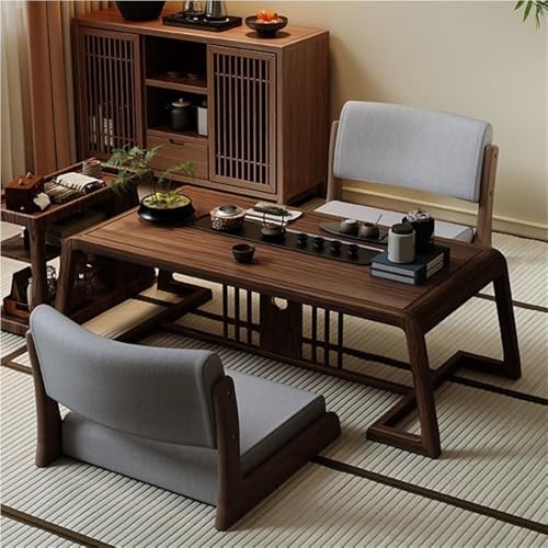 Wood Floor Meditation Chair Low Stool with Backrest Cotton Linen Cushion Ergonomic Leisure Chair for Tea Room Home Practical(Green Brown) - color: Green Brown
