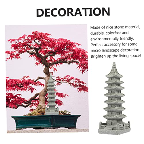Toddmomy Zen Style Stone Pagoda Ornament for Garden Decoration Detailed Bonsai Craft Sculpture for Micro Landscape Rustic and Modern Home Accent Stone Adornment